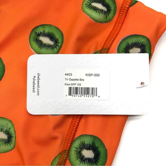 NWT SHEBEEST Tri Gazelle Sports Bra Orange Kiwi Green XS - Picture 2 of 7